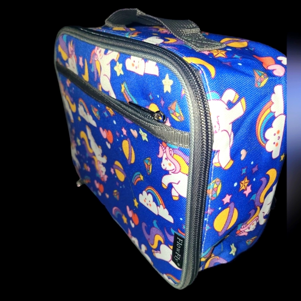 Blue unicorn lunch bag